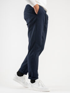 BERNA Pantalone da abito largo in tessuto tecnico 233184 Blu (3)