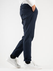 BERNA Pantalone da abito largo in tessuto tecnico 233184 Blu (4)