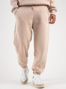 BERNA Pantalone tuta felpato con logo e polsini 233138 Avorio1