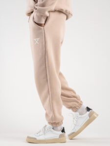 BERNA Pantalone tuta felpato con logo e polsini 233138 Avorio3