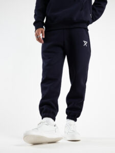 BERNA Pantalone tuta felpato con logo e polsini 233138 Blu1