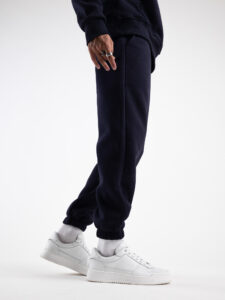 BERNA Pantalone tuta felpato con logo e polsini 233138 Blu2