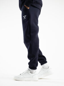 BERNA Pantalone tuta felpato con logo e polsini 233138 Blu3