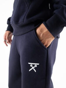 BERNA Pantalone tuta felpato con logo e polsini 233138 Blu4