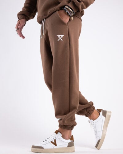 BERNA Pantalone tuta felpato con logo e polsini 233138 Caffèlatte2 BERNA BERNA Pantalone tuta felpato con logo e polsini 233138 Caffèlatte