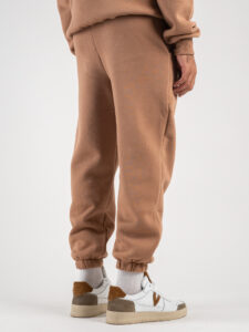 BERNA Pantalone tuta felpato con logo e polsini 233138 Cammello4