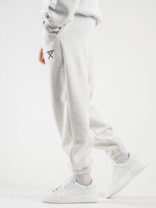 BERNA Pantalone tuta felpato con logo e polsini 233138 Grigio Chiaro2