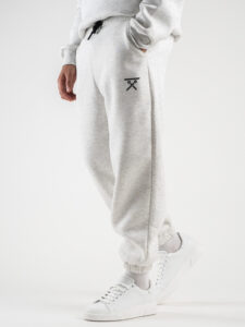 BERNA Pantalone tuta felpato con logo e polsini 233138 Grigio Chiaro3