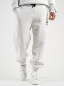 BERNA Pantalone tuta felpato con logo e polsini 233138 Grigio Chiaro4