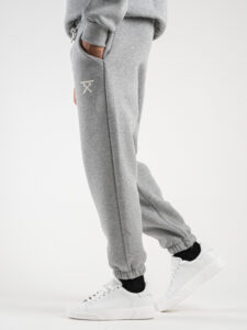 BERNA Pantalone tuta felpato con logo e polsini 233138 Grigio Scuro2