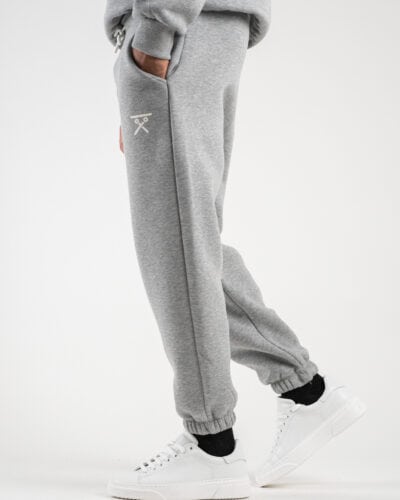 BERNA Pantalone tuta felpato con logo e polsini 233138 Grigio Scuro2 BERNA BERNA Pantalone tuta felpato con logo e polsini 233138 Grigio Scuro