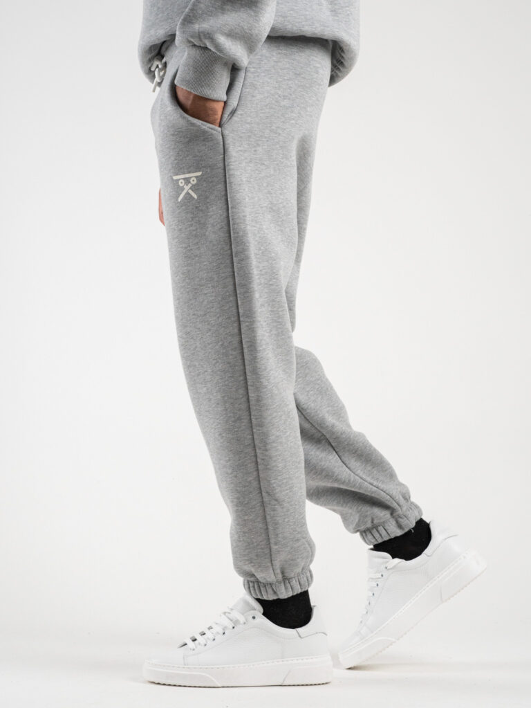 BERNA Pantalone tuta felpato con logo e polsini 233138 Grigio Scuro2 BERNA BERNA Pantalone tuta felpato con logo e polsini 233138 Grigio Scuro