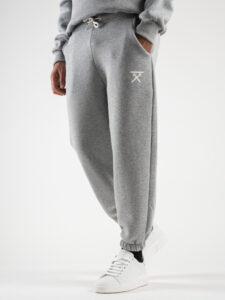 BERNA Pantalone tuta felpato con logo e polsini 233138 Grigio Scuro3