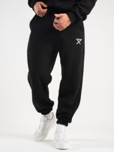 BERNA Pantalone tuta felpato con logo e polsini 233138 Nero (4)