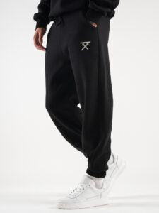 BERNA Pantalone tuta felpato con logo e polsini 233138 Nero (5)