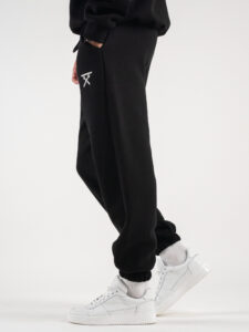 BERNA Pantalone tuta felpato con logo e polsini 233138 Nero (6)