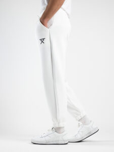 BERNA Pantalone tuta felpato con logo e polsini 233138 Panna3