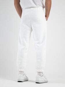 BERNA Pantalone tuta felpato con logo e polsini 233138 Panna4