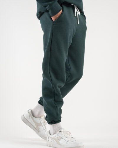 BERNA Pantalone tuta felpato con logo e polsini 233138 Verde Bosco 3 BERNA BERNA Pantalone tuta felpato con logo e polsini 233138 Verde Bosco