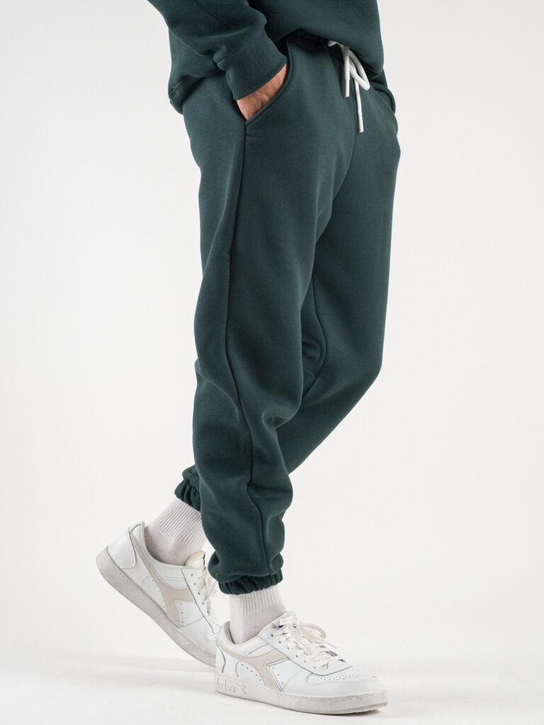 BERNA Pantalone tuta felpato con logo e polsini 233138 Verde Bosco 3 BERNA BERNA Pantalone tuta felpato con logo e polsini 233138 Verde Bosco