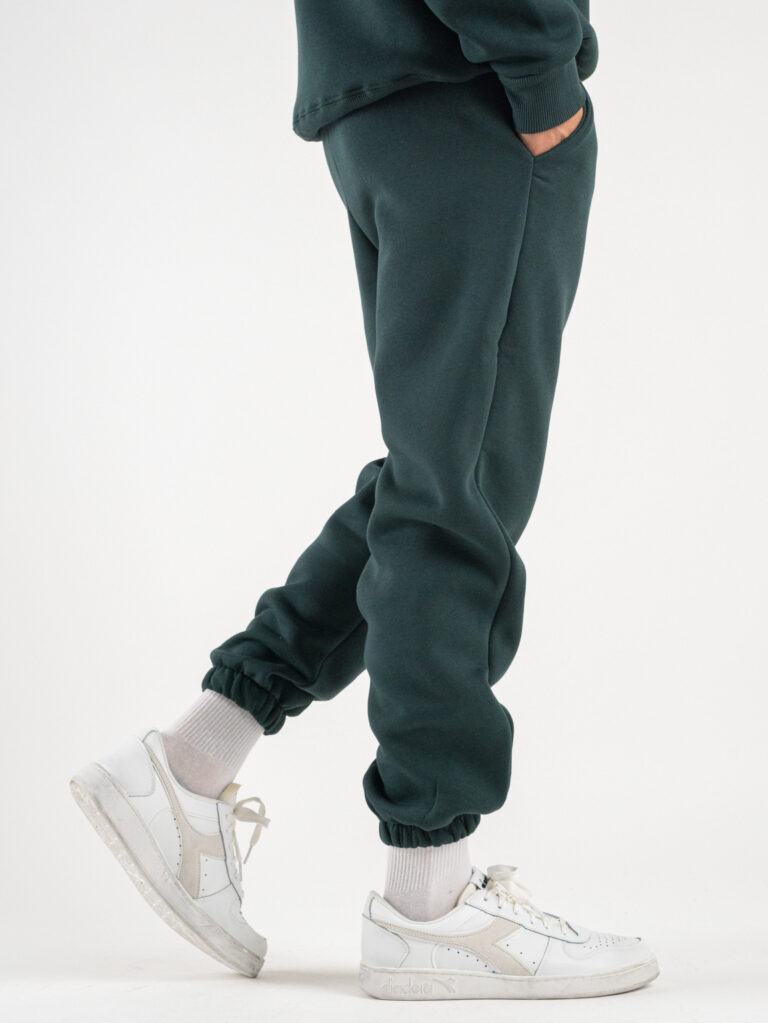 BERNA Pantalone tuta felpato con logo e polsini 233138 Verde Bosco 4 BERNA BERNA Pantalone tuta felpato con logo e polsini 233138 Verde Bosco