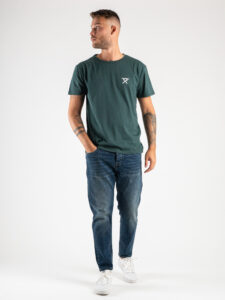 BERNA T-shirt basica con stampa logo sul cuore 233137 Verde Bosco3