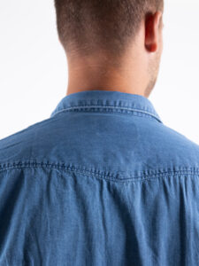 BL11 Camicia di jeans con colletto e bottoni a pressione Azzurra6