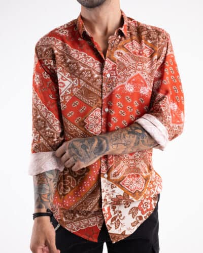 BL11 Camicia in viscosa stampa bandana con colletto 162311730 Mattone2 Nuovi Arrivi