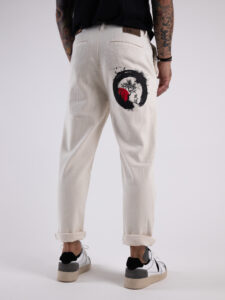 BL11 Jeans bull cropped japan con stampa disegni 26B505147 Bianco2