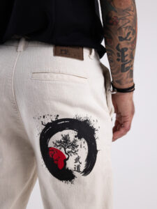 BL11 Jeans bull cropped japan con stampa disegni 26B505147 Bianco3