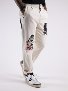 BL11 Jeans bull cropped japan con stampa disegni 26B505147 Bianco6