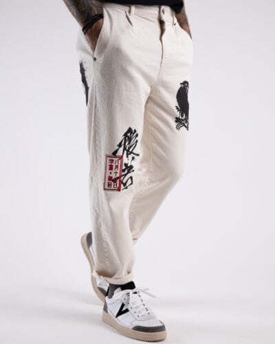 BL11 Jeans bull cropped japan con stampa disegni 26B505147 Bianco6 Best Seller