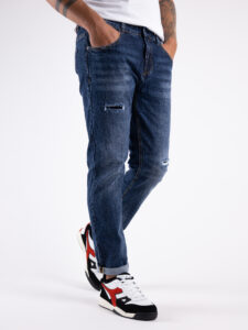 BL11 Jeans regular slavato con rotture BL90530 Azzurro5