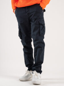 BL11 Pantalone cargo regular con tasconi laterali MERTENS Blu (2)