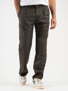 BL11 Pantalone da abito a gamba larga in poliviscosa JOUNG Verde Militare2