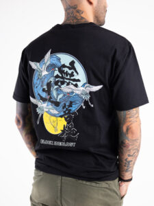 BL11 T-shirt con stampa lampadina fronte:retro Nera3