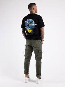 BL11 T-shirt con stampa lampadina fronte:retro Nera4