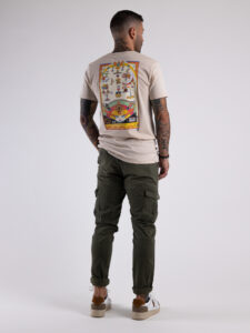 BL11 T-shirt con taschino e stampa flipper sul retro GUACETO Avorio2