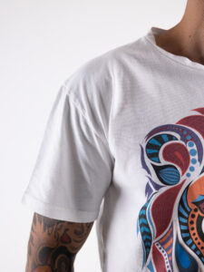 BL11 T-shirt in cotone con stampa frontale LEONE Panna2