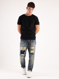 GIANNI LUPO Jeans CARROT con rotture e patch GL159F10