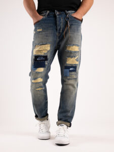 GIANNI LUPO Jeans CARROT con rotture e patch GL159F6