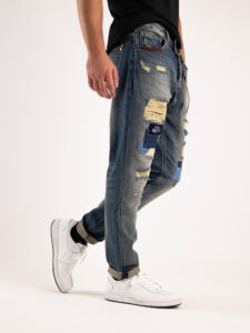 GIANNI LUPO Jeans CARROT con rotture e patch GL159F7