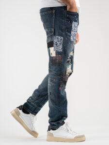 GIANNI LUPO Jeans CARROT con rotture, patch bandana e schizzi colorati GL156F (4)