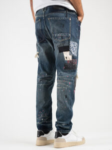 GIANNI LUPO Jeans CARROT con rotture, patch bandana e schizzi colorati GL156F (6)