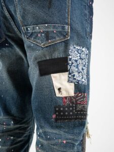 GIANNI LUPO Jeans CARROT con rotture, patch bandana e schizzi colorati GL156F (7)