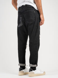 GIANNI LUPO Jeans con rotture e patch bandana GL163F Black (1)