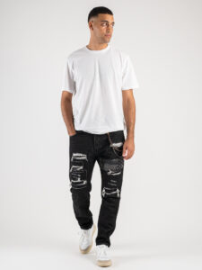 GIANNI LUPO Jeans con rotture e patch bandana GL163F Black (2)