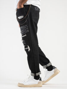 GIANNI LUPO Jeans con rotture e patch bandana GL163F Black (5)