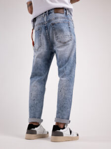 GIANNI LUPO Jeans con toppe pied de pule e schizzi di pittura GL6221Q Azzurro1