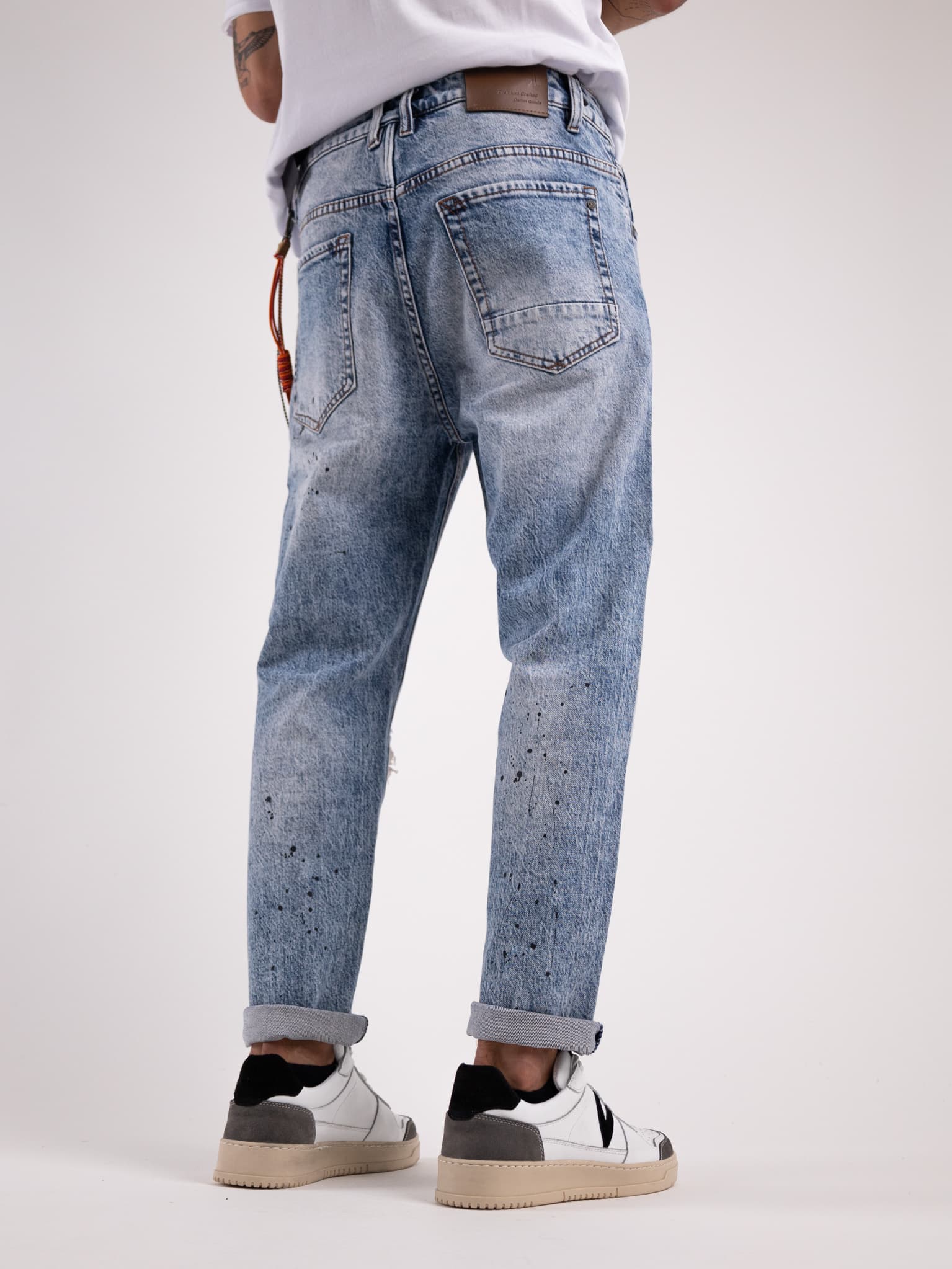 GIANNI LUPO Jeans con toppe pied de pule e schizzi di pittura GL6221Q  Azzurro Prezzo 79,90€ - Estasi Fashion